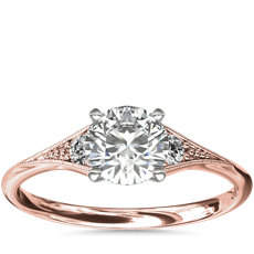 Heirloom Petite Milgrain Engagement Ring in 14k Rose Gold